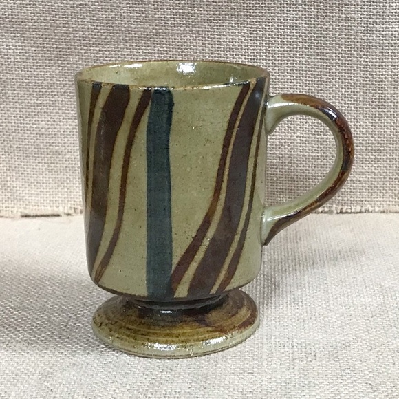Vintage Other - Vintage Geometric Lines Pedestal Coffee Mug Cup Pottery Gremlin Goblin Core MCM